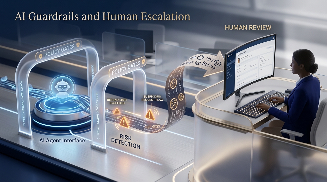 AI guardrails and human escalation workflow for e-commerce customer support