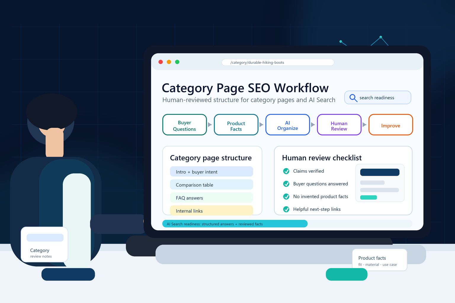 E-commerce AI SEO: A Human-Reviewed Workflow for Category Pages and AI Search